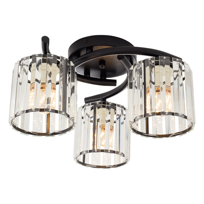 Glass Semi Flush Mount, Matte Black, Black