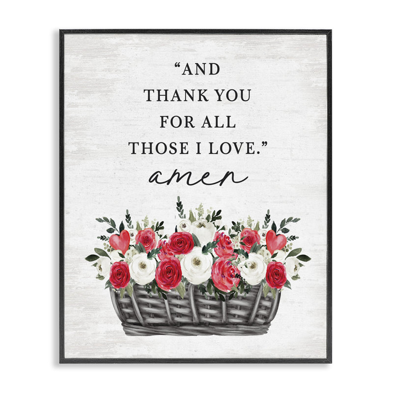 «Thank You For Ceux I Love Prayer», estampe numérique giclée par Designed, H 14 po x l 11 po, Giclée encadrée noir minuit
