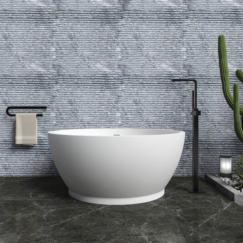 57 Inch Freestanding Solid Surface Soaking Bathtub For Bathroom