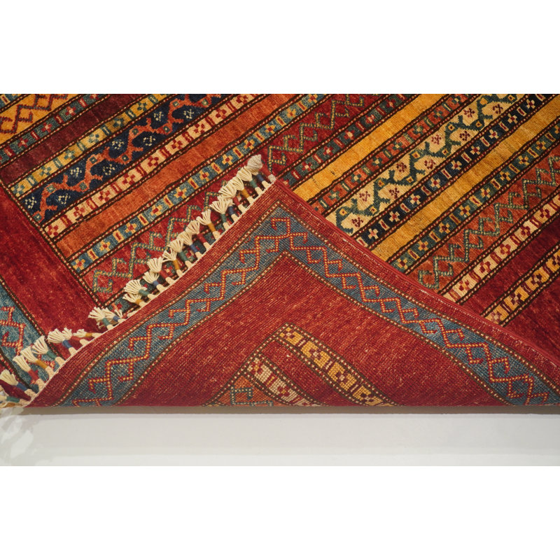 Aryana Wool Striped Area Rug in Red