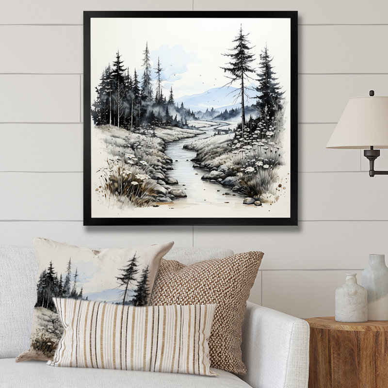 Faune sauvage, fleurs d'hiver I sur toile, Cadre simple noir, H 36 po x l 36 po x P 1,5 po