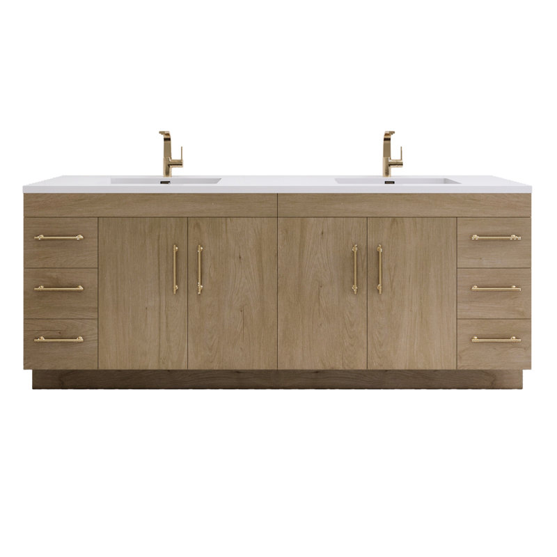 Spring 84" Double Sink Bathroom Vanity, Brown