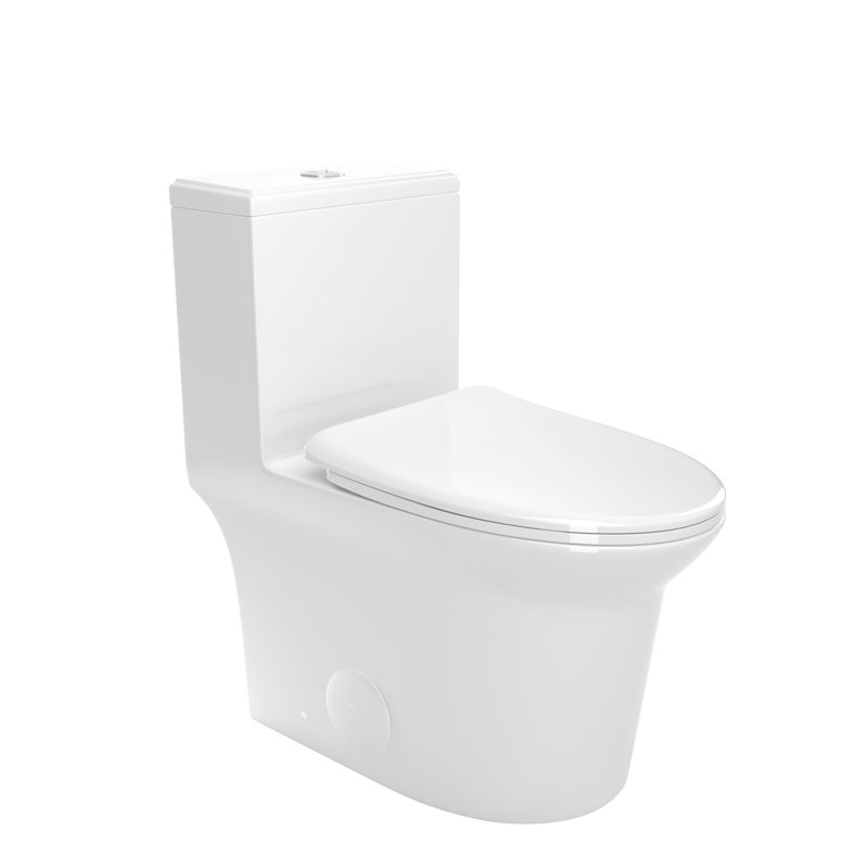 One Ceramic 1.1/1.6 Toilet, 15.55 In Comfort Height, White, Soft Close Seat, & One, Height In, White Color,