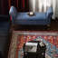 Banc de rangement en chenille bleue