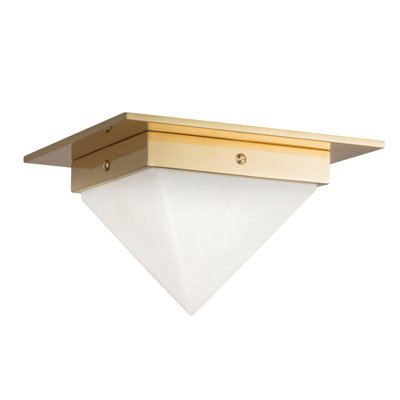 Plafonnier triangulaire en albâtre minéral avec finition laiton patiné 8 po (5 po de hauteur)