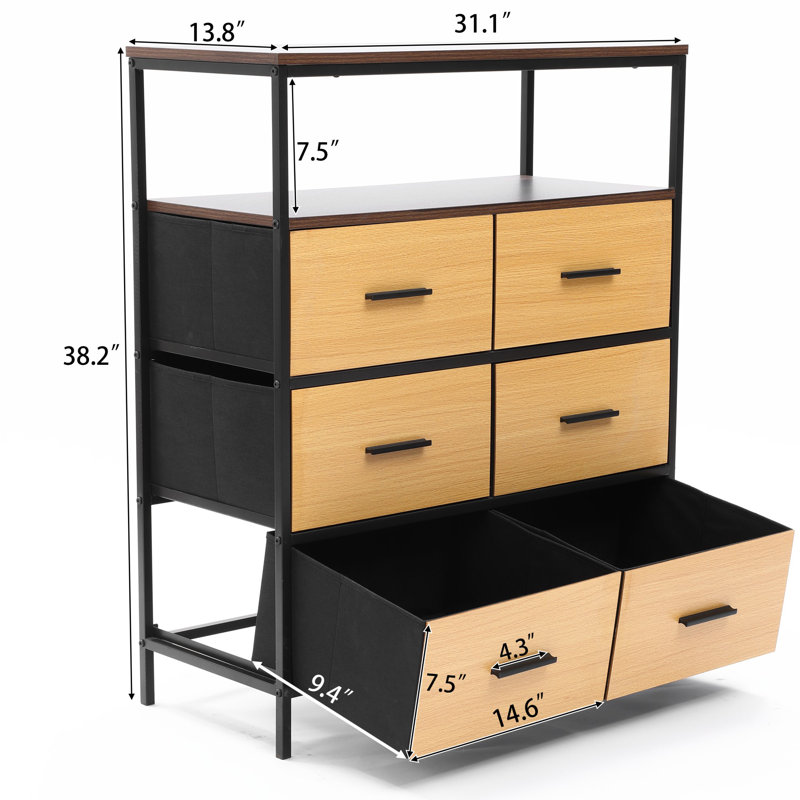 Christaphor 38.2'' H 6 Drawer Chest with foldable drawers