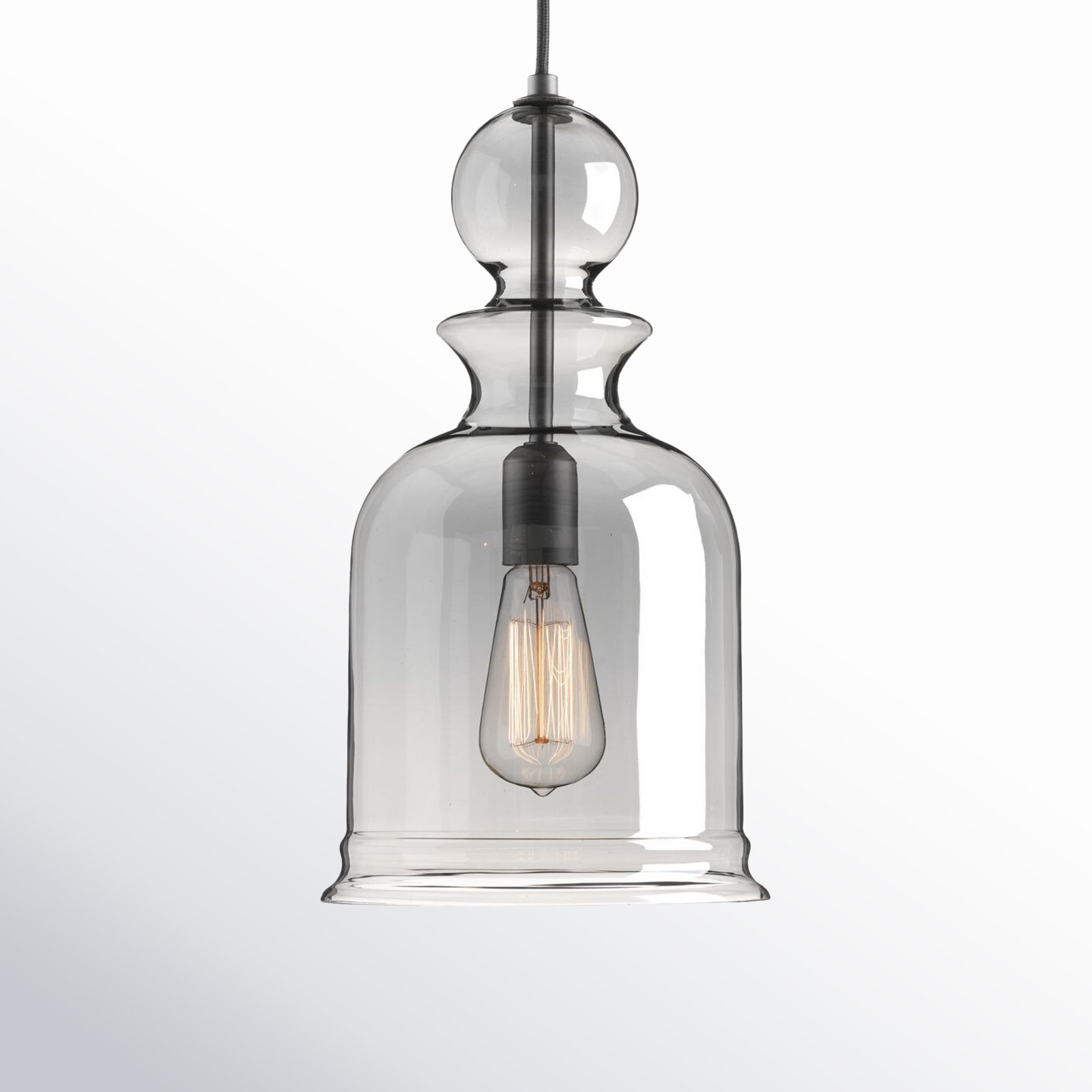 Tilman Single Light Glass Dimmable Pendant, Graphite, Smoke