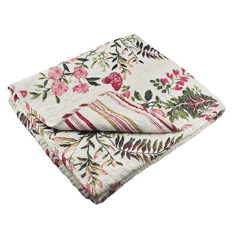 Butterflies Multicolor Quilted Cotton Botanical Throw Blanket