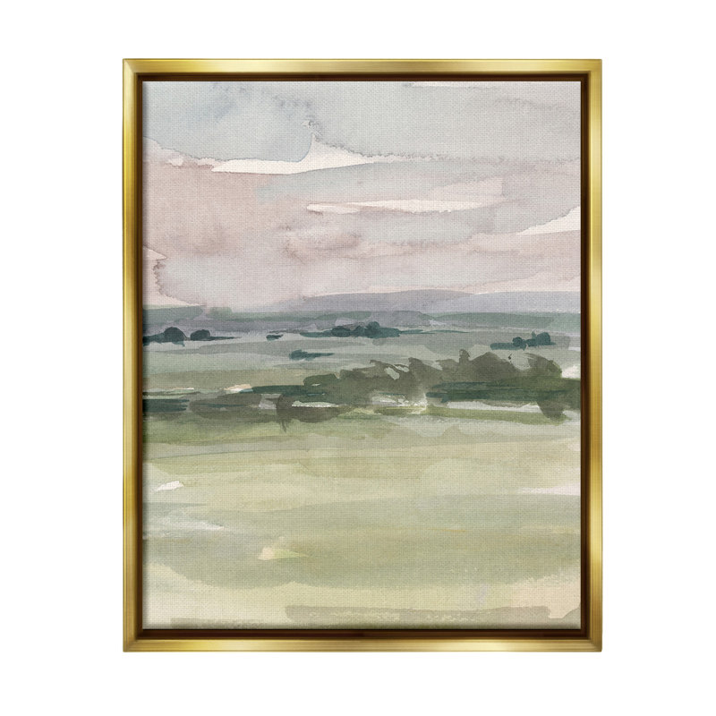 "Cadre aquatique de paysage de campagne" par Ethan Harper sur toile, Cadre flottant métallique doré, H 21 po x l 17 po