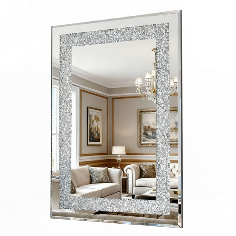 Crystal Crush Diamond Rectangle Silver Mirror