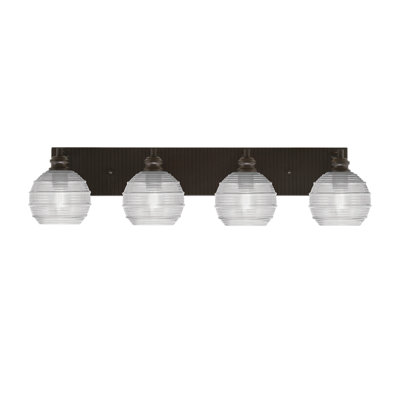 Barre d'éclairage de salle de bain 4 lumières Edge avec verre nervuré 6 po