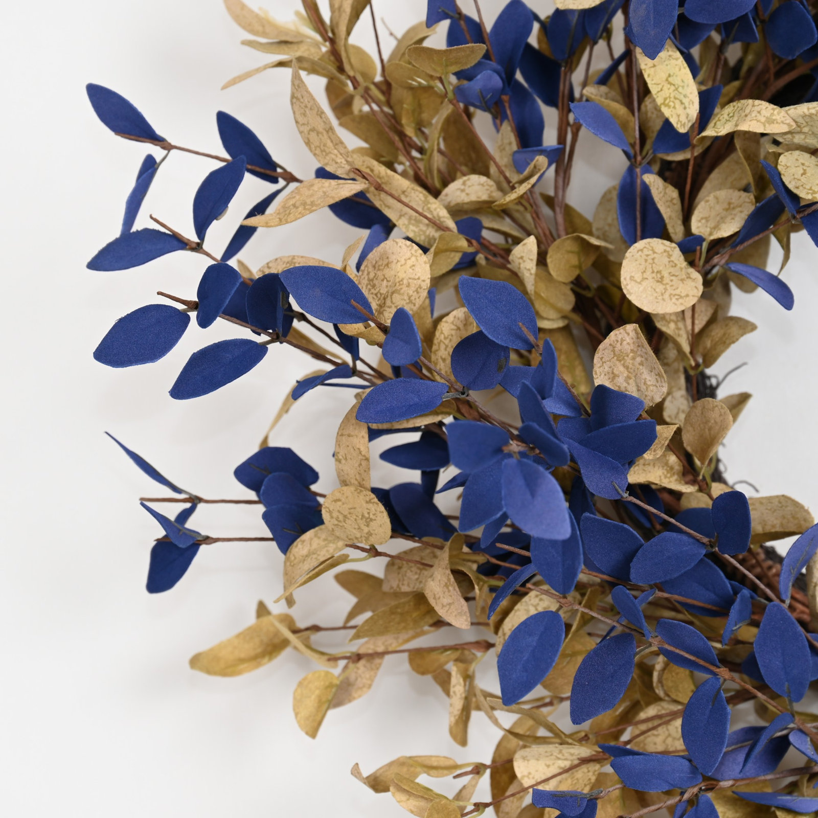 24" Handcrafted Eucalyptus No Holiday Wreath, Blue