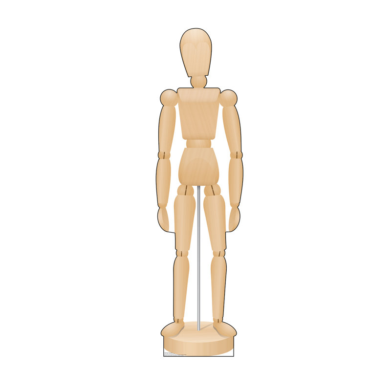 Life-Size Wooden Mannequin Cardboard Cutout, 72" x 19"