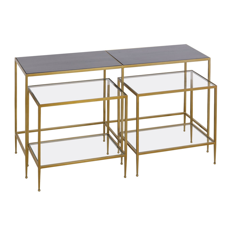 Ensemble de 3 tables gigognes Manado en acajou foncé
