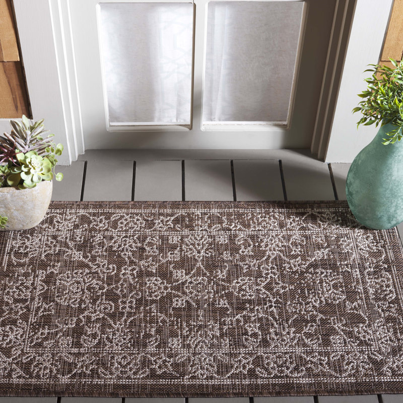 Tapis d'intérieur / extérieur performance Amedee, Brown/Ivory, Rectangle 2 pi x 3 pi 7 po