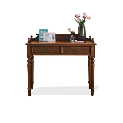 Elegant Victorian Style Solid Wood Desk with Turned Legs