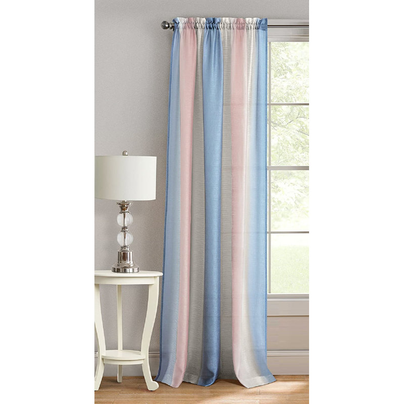 Orion Semi Sheer Curtain Single Panel, 50"W x 84"L, Rose Quartz/Serenity, Synthetic