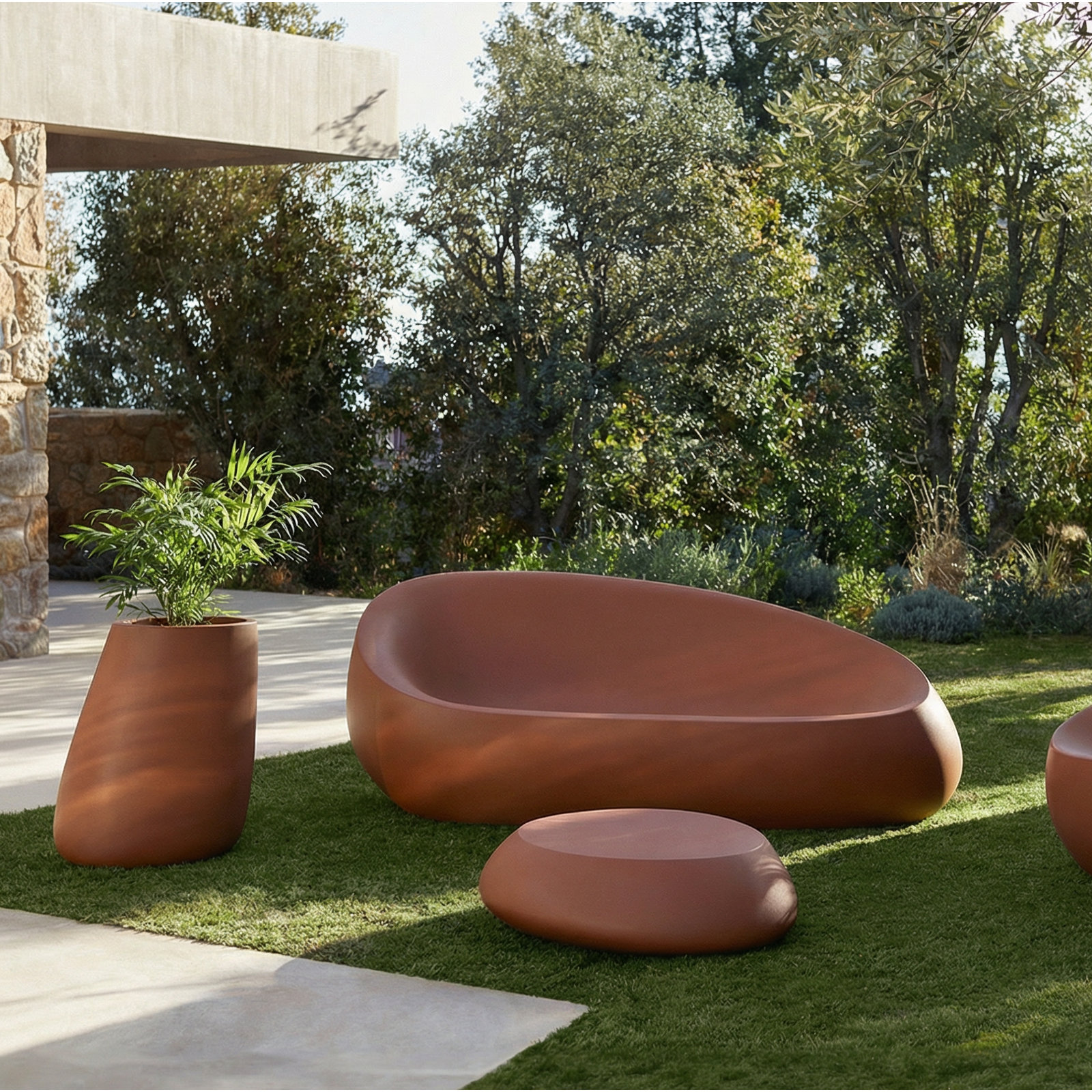 Stone 34" Patio Table, Clay