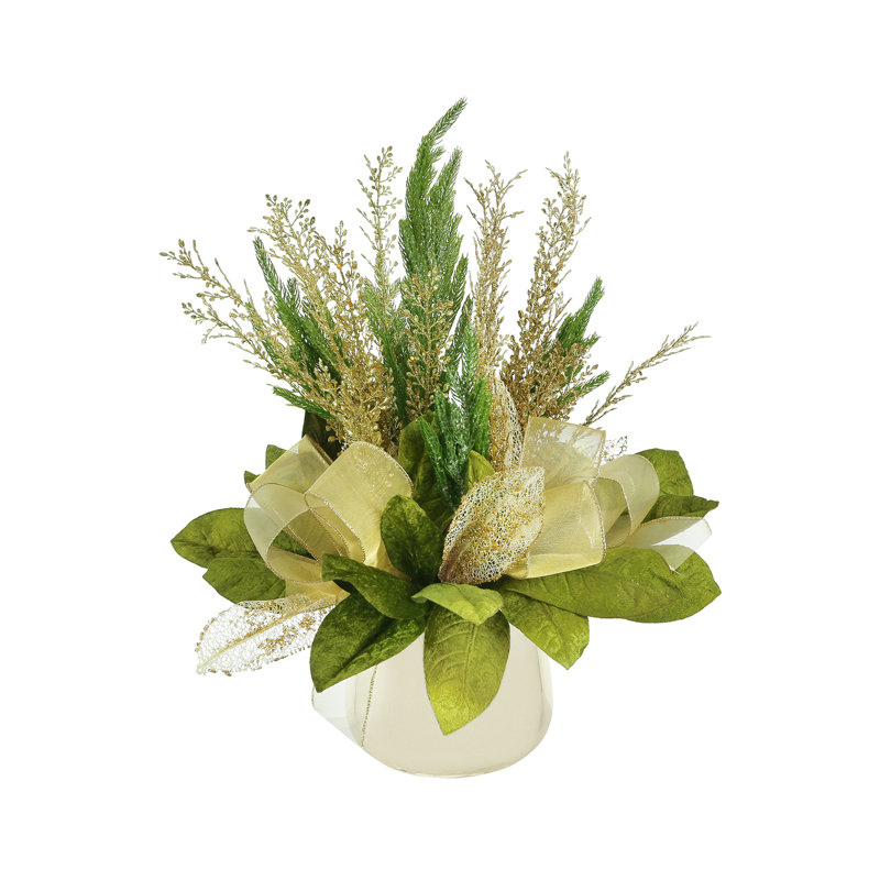 Holiday Arrangement With Pine And Bows