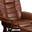 Contemporary Leather Recliner with Horizontal Stitching and Ottoman with Swiveling Mahogany Wood Base-1525905149