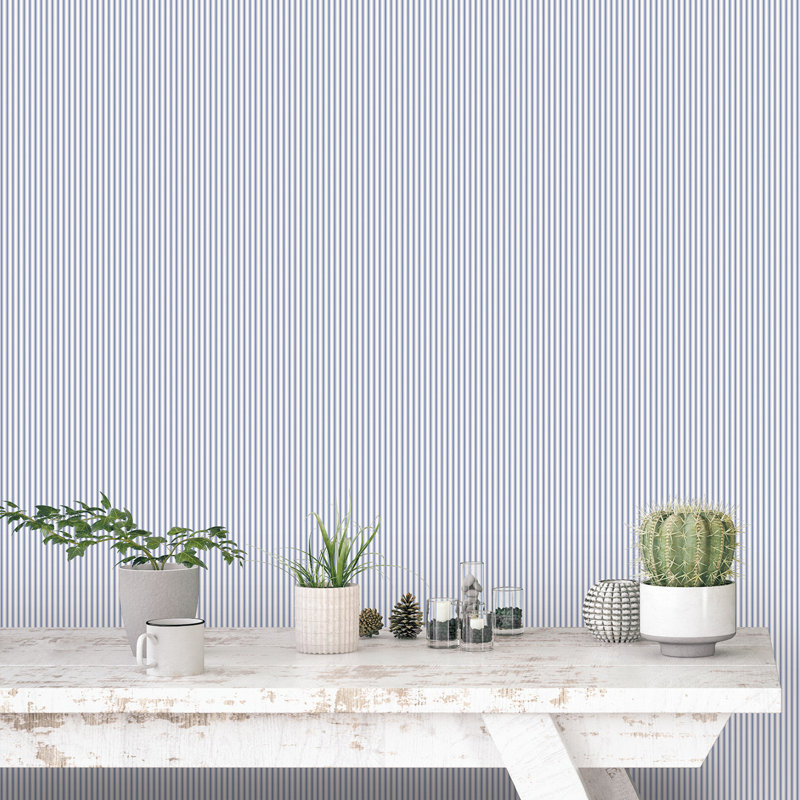 Rouleau de papier peint Smart Stripes 3 Ticking Stripe, Bleu / blanc