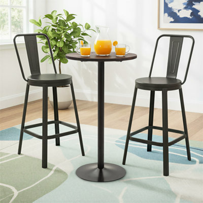 Chaska Round Solid Wood Top Metal Base Dining Table