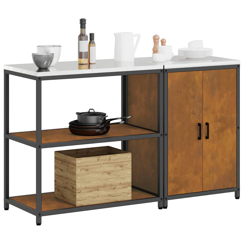  Kitchen Storage Set With Shelf 2 Pcs Rusty 150 X 50 X 92 Cm