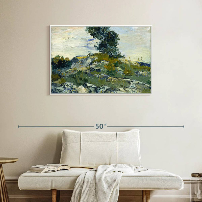 The Rocks, 37 po x 25 po, Cadre flottant blanc