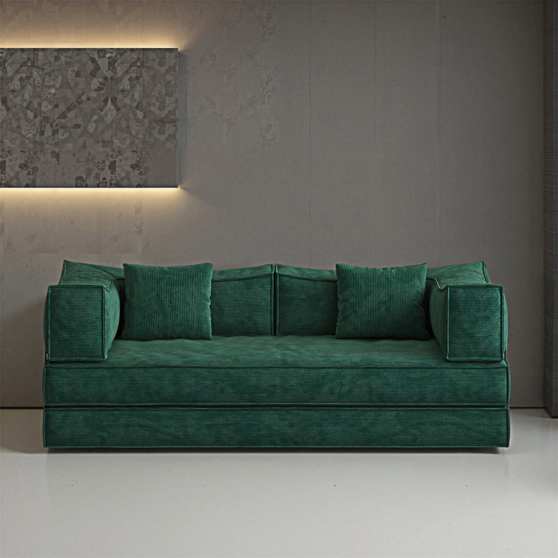 Convertible Sofa Bed, Green Corduroy