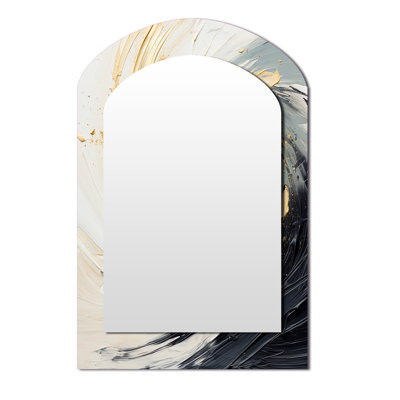 Radiant Revolve Modern Gold Spiral III - Abstract Spirals Arch Unique Wall Mirror, Modern