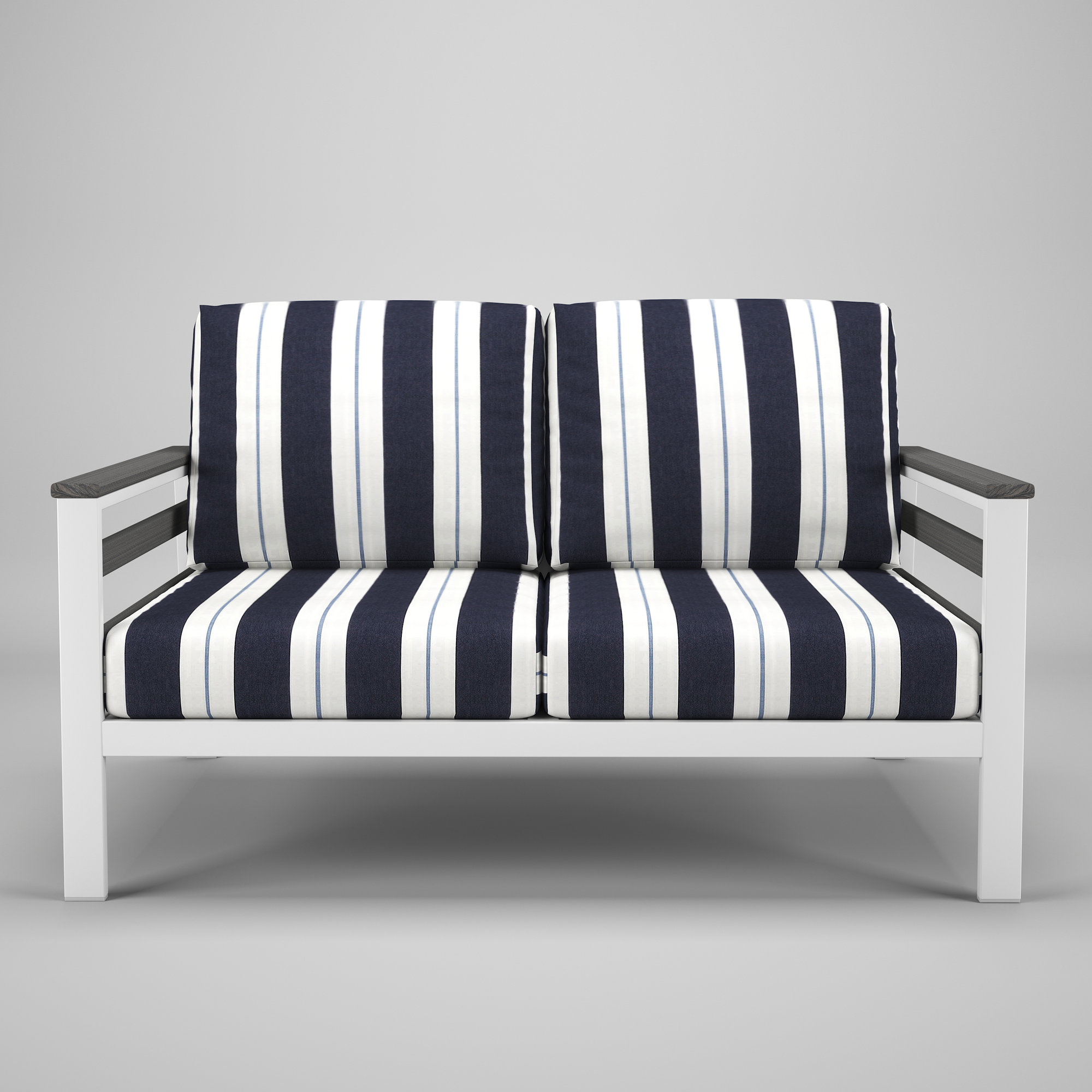 Townsend Metal Outdoor Loveseat With Sunbrella Cushion, Relate Harbor