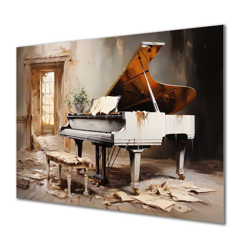 Rustic Grand Piano Melody - Piano, art mural en métal, H 12 po x l 20 po x P 1 po