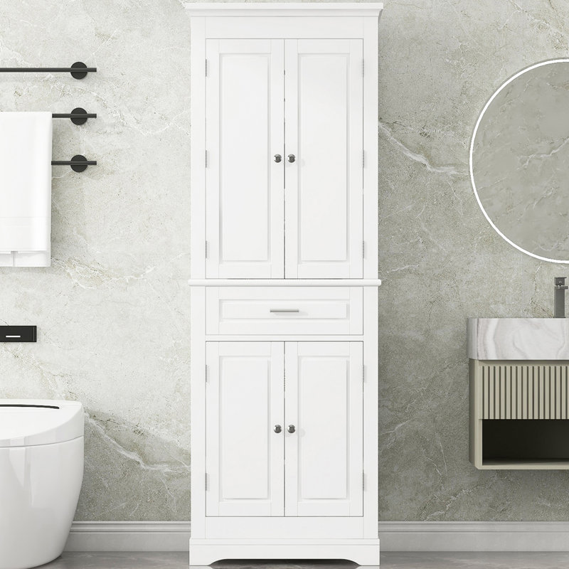 Meuble de salle de bain autoportant à 4 portes, 24 po L x 70 po H, White