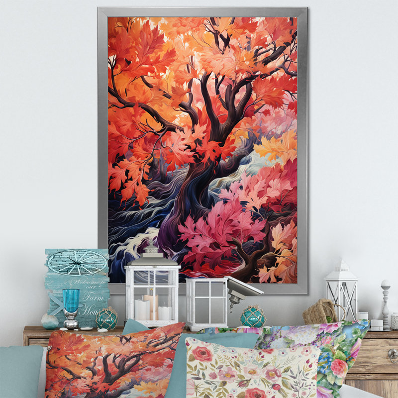 Rose fauve sauvage d'Afrique - arbre, art mural africain, Cadre photo argenté, H 32 po x l 24 po x P 1 po