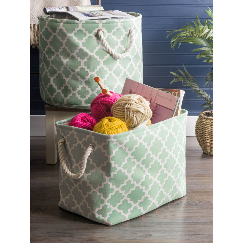 Harriet Bee Stork Fabric Decorative Bin, 12" H x 10" W x 16" D, Bright Green
