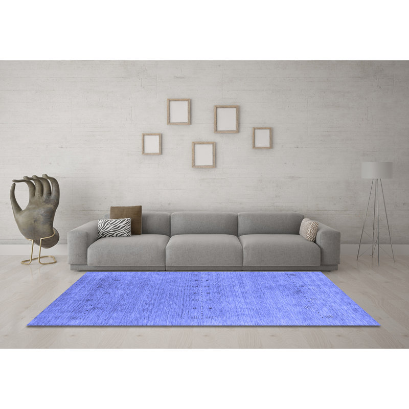 Tapis contemporains bleu lavable à la machine 2613, Rectangle 2 pi x 3 pi