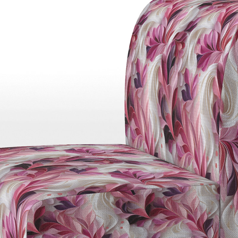Subtle Leaves In Minimalism - Upholstered Floral & Pattern Accent Slipper Chair