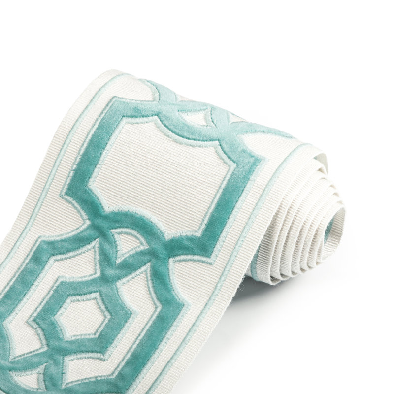 Treillis Passementerie II Cerise Tape Fabric, Aqua