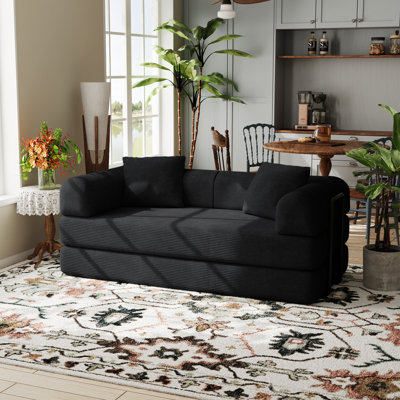 Adame Boneless 79'' Convertible Sleeper Sofa Bed Folding Compression Couch With 3 Pillows Small Living Room Sofa Playroom Couch