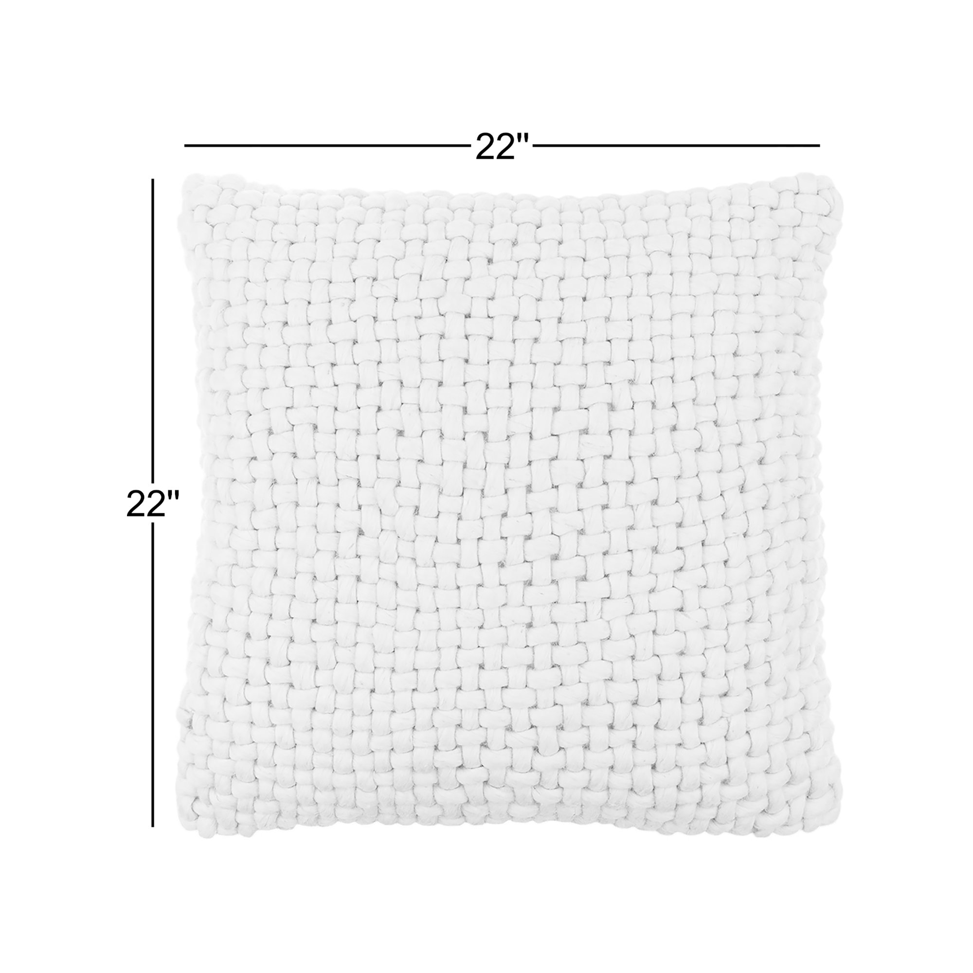 Belel Wool, Cotton Throw Pillow, 22" x 22", Cream, Down