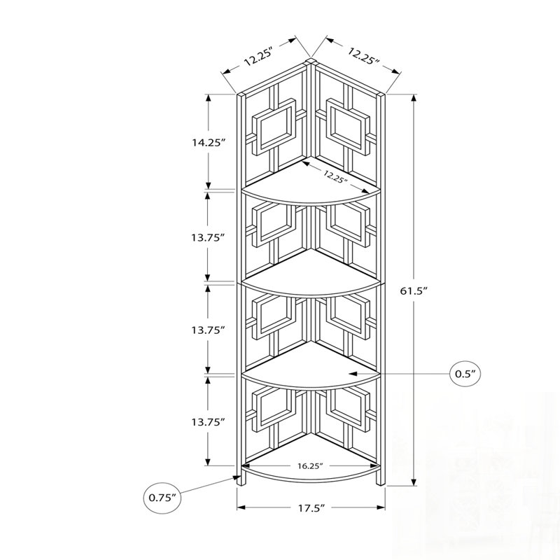 Contemporary 4-Tier Corner Etagere Bookcase with Fan-Shaped Shelves, Ideal for Modern Home and Office Decor.