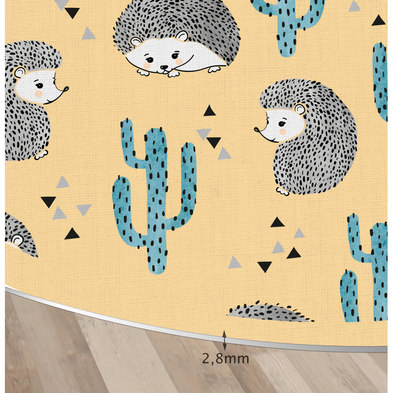 Aithen Vinyl Machine Printed Area Rug, Round 120cm
