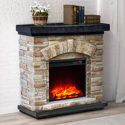 Laspisa 36.02'' W Electric Fireplace & Mantel Package with 3400 BTU