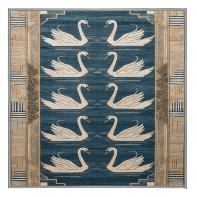 Tapis vert art déco lavable à la machine