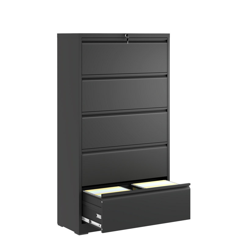 Office Storage Cabinet, Metal File Cabinet With 5 Drawers, Lockable Filing Cabinet For Home Office, Lateral Filing Cabinet For Storage