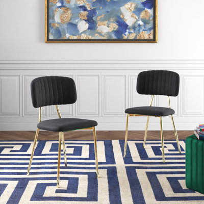 Addington Velvet Upholstered Slat Back Side Chair by Etta Avenue