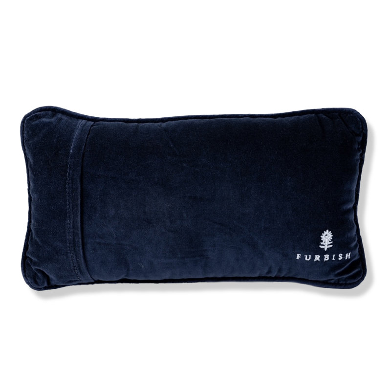 Blue and White Embroidered Wool and Cotton Throw Pillow