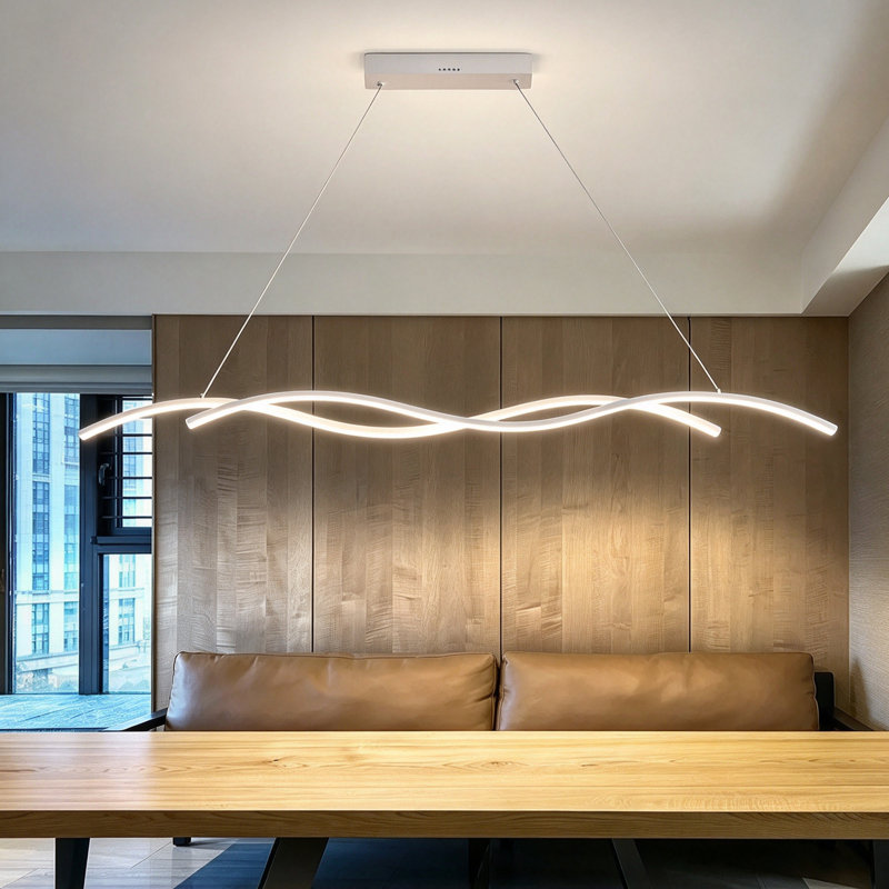 Luminaire suspendu moderne en fil d'aluminium ondulé pour table de salle à manger et comptoir de bar
