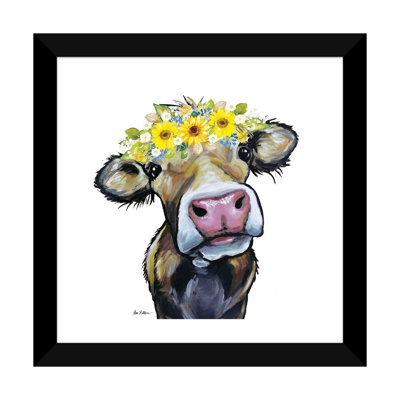 Brun noisette avec couronne de fleurs de tournesol par hippie Hound studios-impression