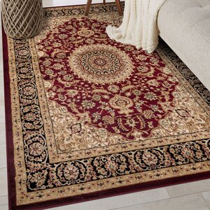 Shiflett Oriental Burgundy/Mustard/Black Area Rug